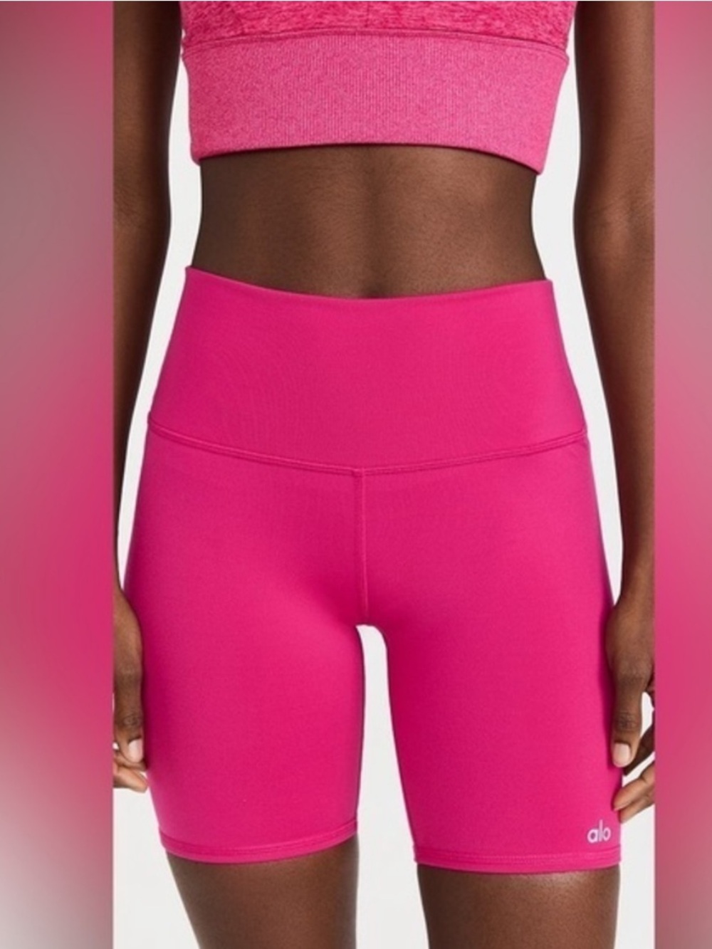 Alo Yoga High Waist Biker Shorts Pink | 7” Workout Yoga Shorts Size Small